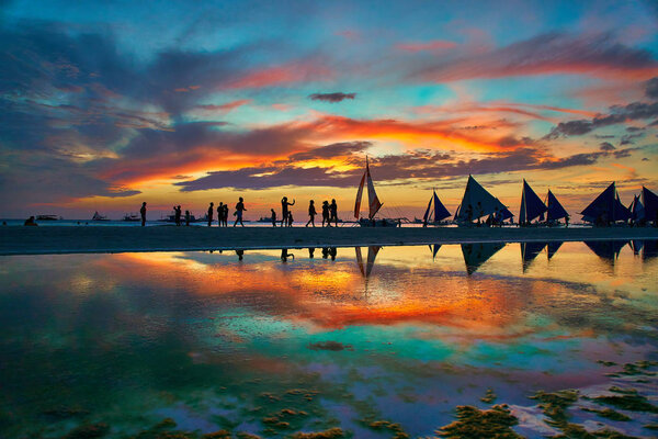 Boracay Beach Sunset Philippines vivid colors 