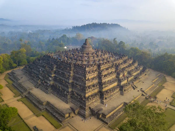 Kuil Buddha Terbesar Dunia Pemandangan Udara Saat Matahari Terbit — Stok Foto