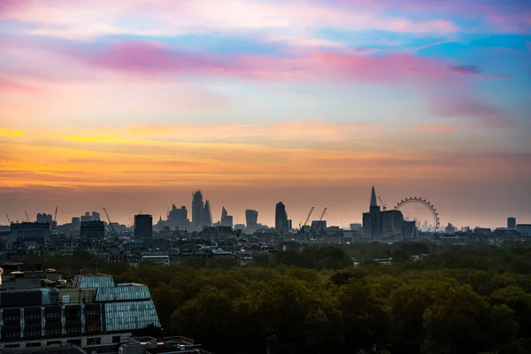 Londra City Paesaggio Drammatico Alba Città — Foto Stock