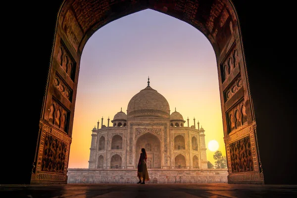 Mundo Maravilla Taj Mahal Amanecer — Foto de Stock