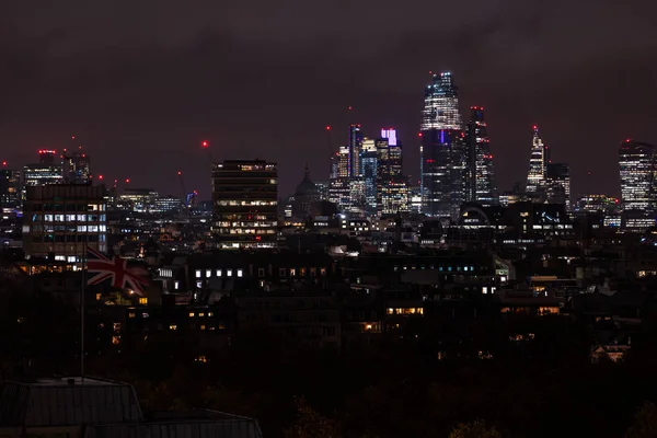 Bellissimo Paesaggio Londra Notte Con Architettura Urbana — Foto Stock