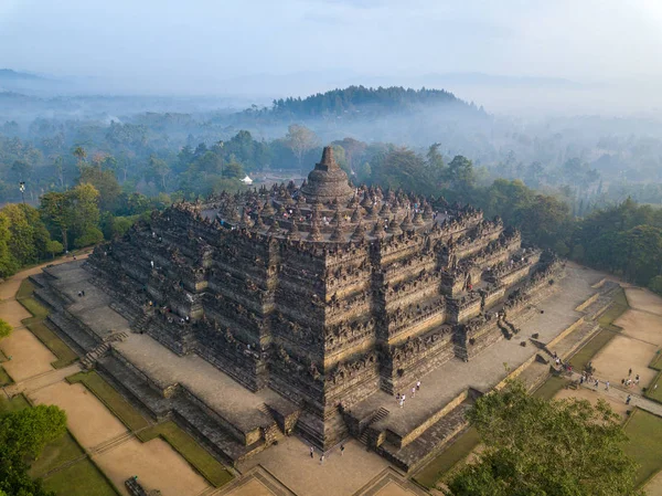 Widok Słynnej Świątyni Borobudur Yogyakarta Jawa Indonezja — Zdjęcie stockowe