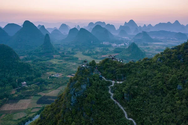 Manhã Cedo Vista Das Montanhas Karts Colina Sul China — Fotografia de Stock