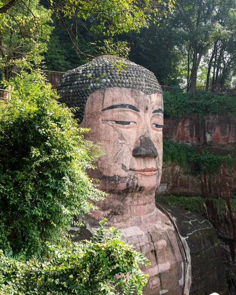 Велика Статуя Будди Біля Міста Лешан Провінції Сичуань Східній Азії — стокове фото