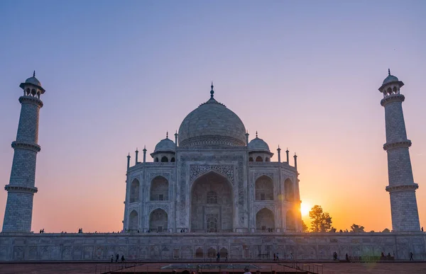 Perspective Sur Mausolée Taj Mahal Une Des Sept Merveilles Monde — Photo