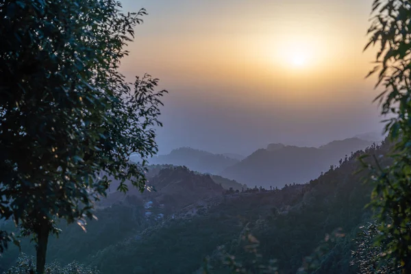 stock image amazing sunset mountains view of Northern India in Dharamsala city