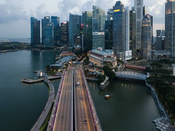 Singapore City Wrzesień 2018 Widok Drona Singapuru — Zdjęcie stockowe