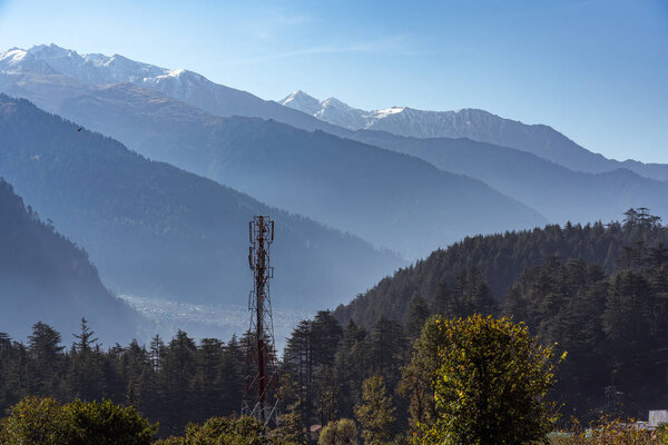 view of Tosh Valley in northern India Himalayas mountains