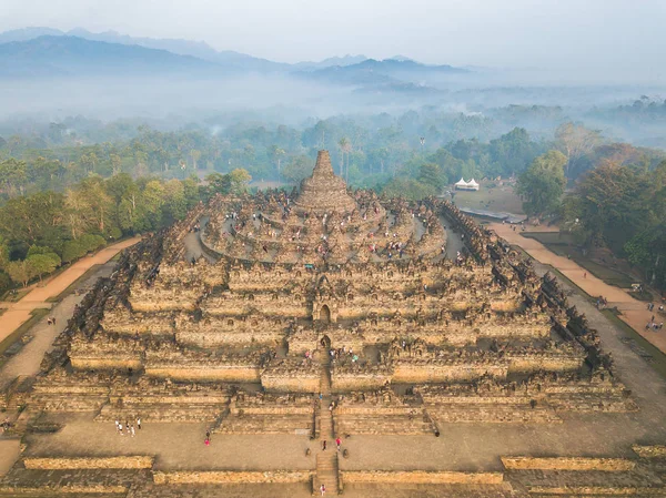 Άποψη Του Διάσημου Ναού Borobudur Στη Γιογκιακάρτα Ιάβα Ινδονησία — Φωτογραφία Αρχείου