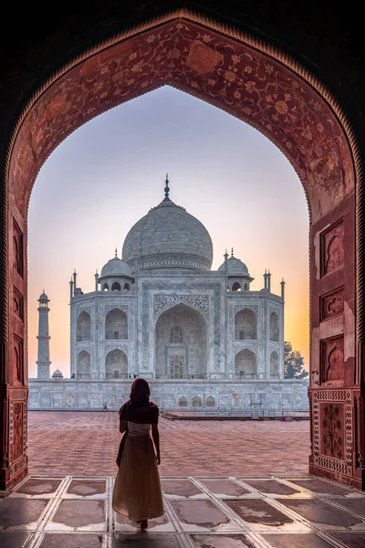 Mundo Maravilla Taj Mahal Amanecer — Foto de Stock