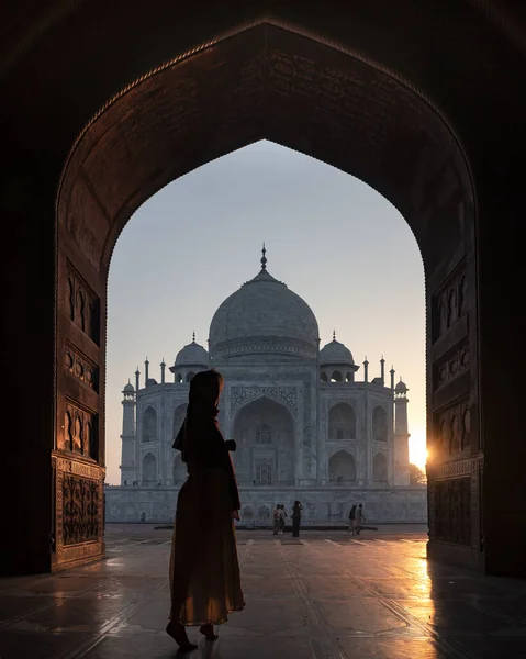 Mundo Maravilla Taj Mahal Amanecer — Foto de Stock