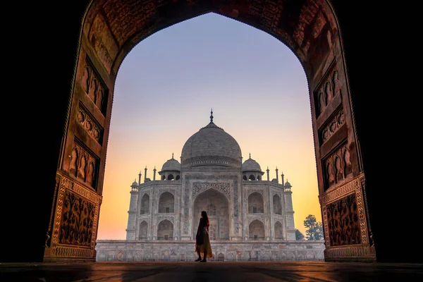 Mundo Maravilla Taj Mahal Amanecer — Foto de Stock