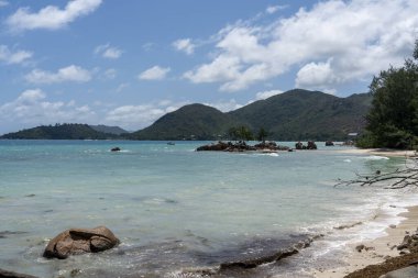 Praslin Adası Seyşeller plaj manzarası 