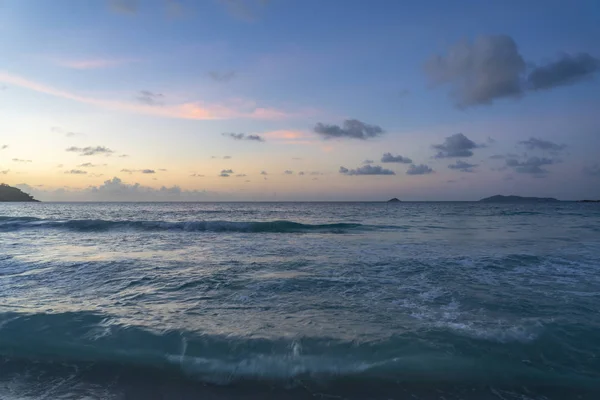 Sunset Anse Lazio Vista Playa Praslin Island Seychelles — Foto de Stock