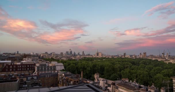 Ciudad Londres Skyline Día Noche Lapso Tiempo Puesta Sol Vista — Vídeos de Stock