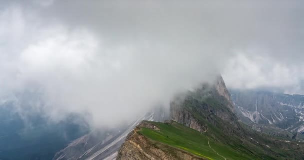 Italské Dolomity Sněhem Zakryté Alpy Časová Prodleva Video Velmi Rychle — Stock video