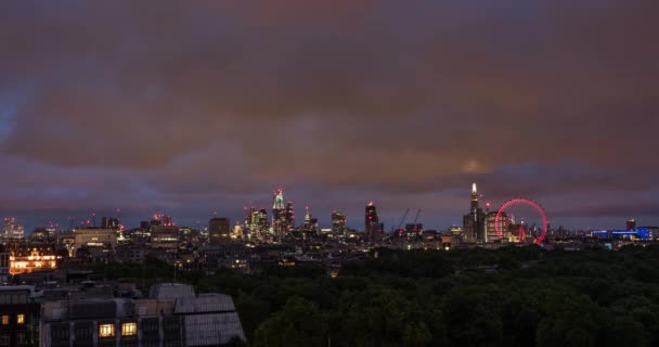 Londres Ciudad Rápido Movimiento Nubes Horizonte Vista Aérea Lapso Tiempo — Vídeos de Stock