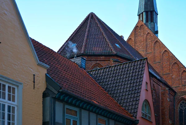 瓷砖屋顶在布里曼, 德国 — 图库照片