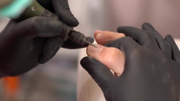 Gros Plan Élimination Des Cuticules Ongles Polissage Des Ongles Avec — Video