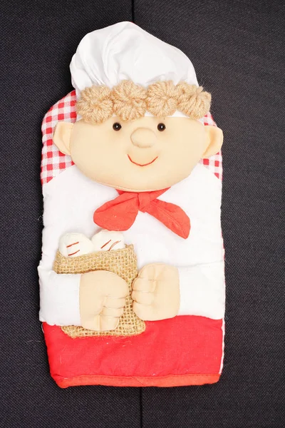 Mutfak eldiveni potholder bir aşçı olarak.