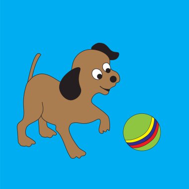 Bir top ile komik köpek yavrusu.