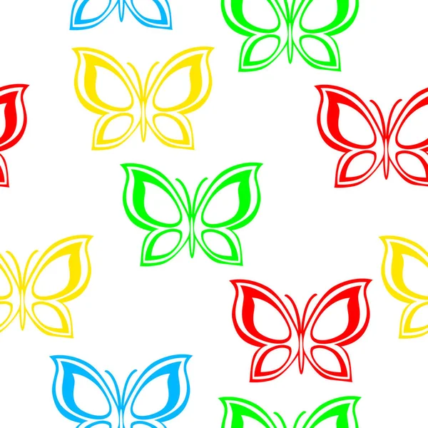 Летящие разноцветные бабочки . — стоковый вектор