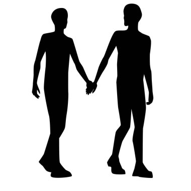 İki adamın siyah siluetleri..