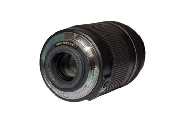 Dijital SLR kamera için değiştirilebilir evrensel yakınlaştırma lensi izole edilmiş beyaz arkaplan.