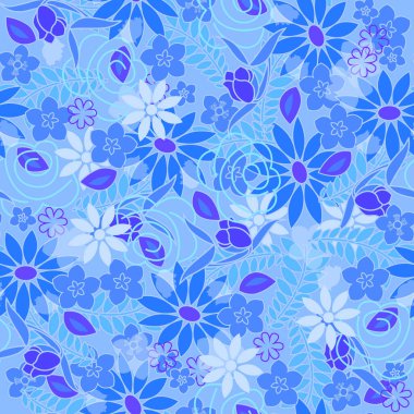 Kusursuz güzel çiçek deseni. Kumaş, duvar kağıdı, ambalaj kağıdı üzerine vektör illüstrasyonu.