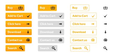 Turuncu koymak-in web düğme simgeleri ile