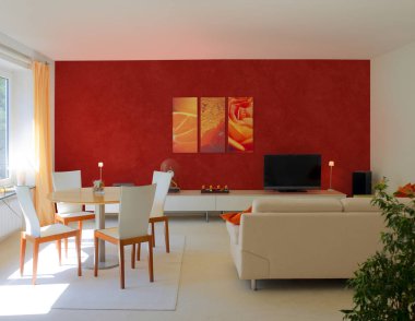 Modern oturma ve yemek odası 