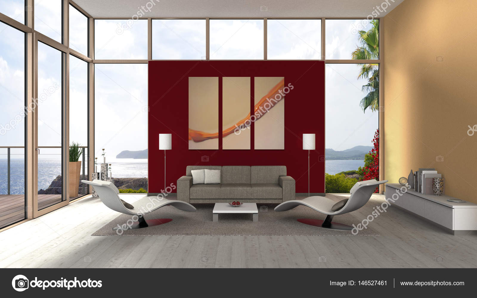 woonkamer interieur met glazen gevel en prachtig uitzicht over de ... woonkamer interieur met glazen gevel en prachtig uitzicht over de ...