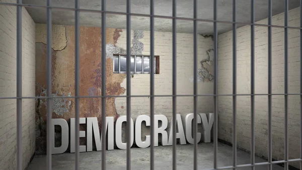 Democracia aprisionada na prisão — Fotografia de Stock