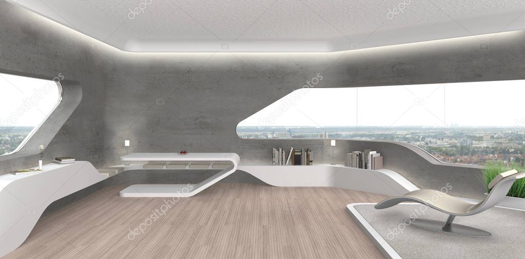futuristic vanguard living room interior
