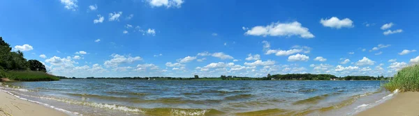 Panoramic landscape with beach and river — Stock Photo, Image