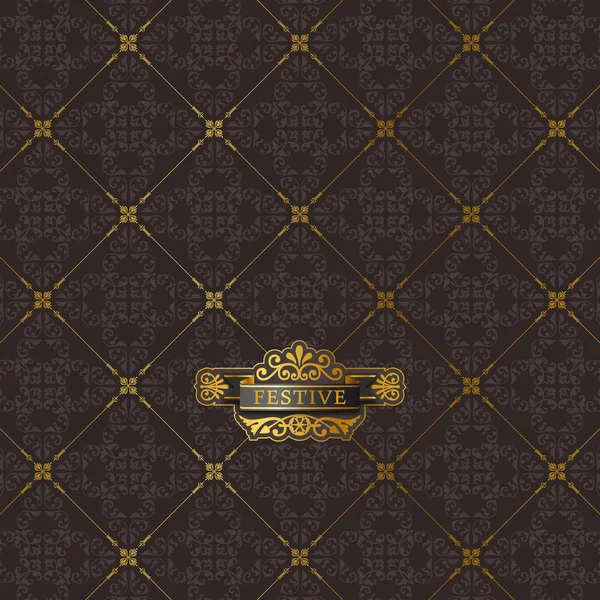 Fondo vintage sin costuras con insignia — Vector de stock