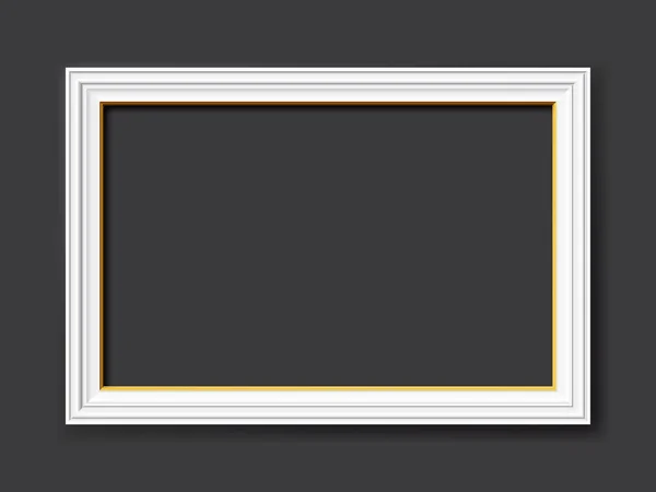 在深灰色背景下隔离的金色和白色观赏性老式矢量框架 带有图像 绘图或照片的复制空间 — 图库矢量图片