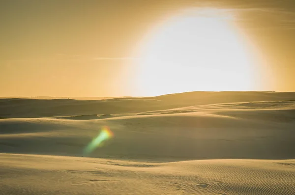 Gouden Uur Van Zandduinen Gouden Zon Raken Van Het Zand — Stockfoto