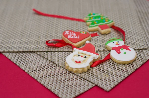 Grande Fundo Férias Biscoitos Natal Mesa — Fotografia de Stock