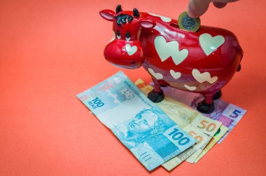 Tatiller, Brezilya para inek banka, gerçek para, defter ve kalem ekleme için ekonominin büyük kavram.