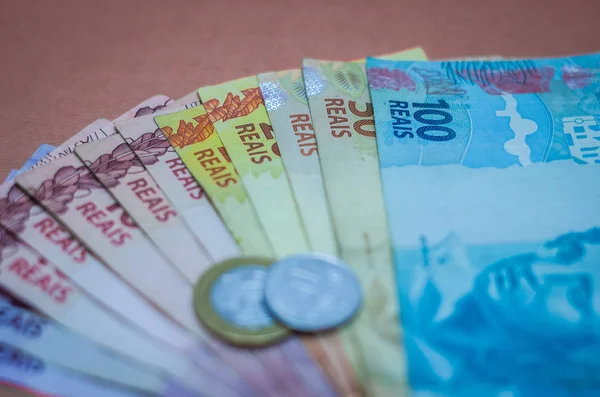 Brazilian real notes, Brazilian money.