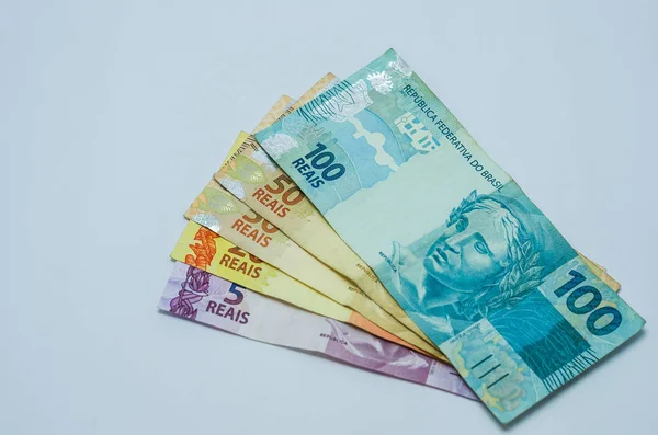 Notas Reais Brasileiras Dinheiro Brasileiro — Fotografia de Stock