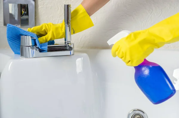 Great Concept Domestic Cleaning Hand Glove Cleaning Bath — Stock Photo, Image