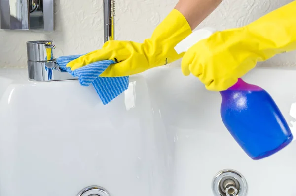 Great Concept Domestic Cleaning Hand Glove Cleaning Bath — Stock Photo, Image