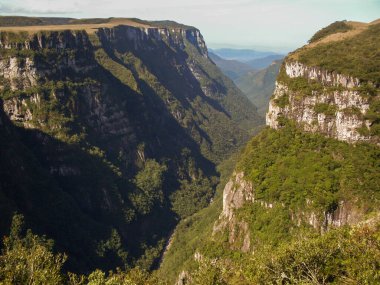 Fortaleza Kanyonu 'nun güzel manzarası ve yeşil yağmur ormanı, Cambara do Sul, Rio Grande do Sul, Brezilya