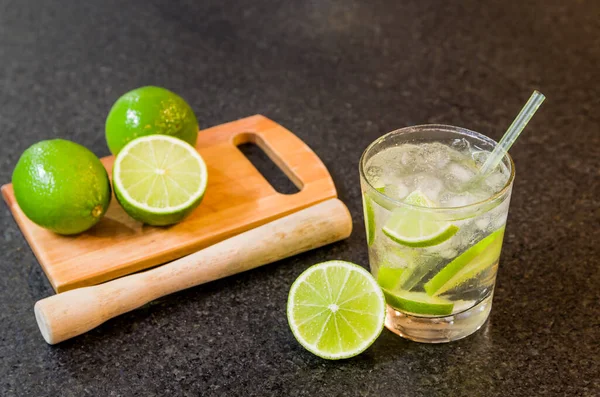 Caipirinha Traditional Brazilian Alcoholic Drink Typical Drink Made Sugar Lemon — Stock Photo, Image