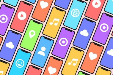 Desen akıllı telefonlar ve genel Sosyal Medya Icons yapılmış. Sigara-Dikişsiz.