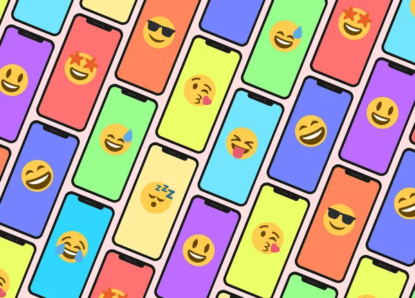 Akıllı telefonlar ve emoji emoticons yapılan bir desen sorunsuz animasyon. 