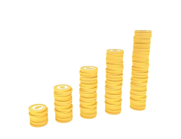 Altın Bitcoin yığınları ile adımları artan grafik oluşturur. Bitcoin fiyat dinamikleri kavramı değiştirmek.