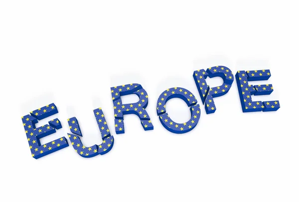 Σπασμένα Γράμματα Που Συνθέτουν Λέξη Ευρώπη Έννοια Κρίση Της Ευρωζώνης — Φωτογραφία Αρχείου